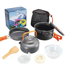 Kit D'Ustensiles De Cuisine De Camping En Aluminium, Bouilloire À