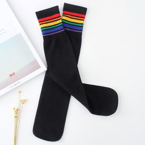 Chaussettes Hautes Aux Genoux Pour Enfants, Chaussettes De Sport À Rayures Pour Garçons, Football, Chaussettes En Coton Colorées Pour L'École, Skate, Tube Long, Jambe Chaude