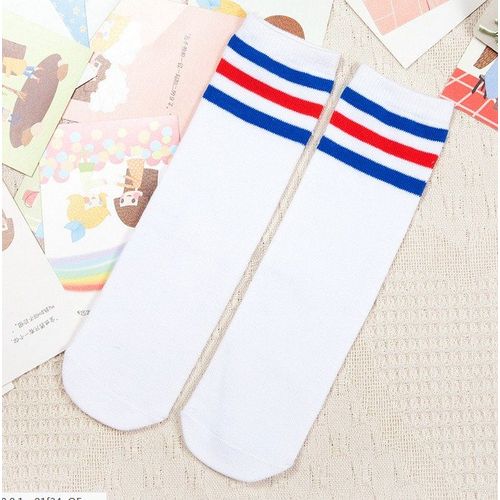 Chaussettes Montantes À Rayures En Coton Pour Enfants, Pour Filles, Garçons, Football, Sport, Old School, Blanc, Skate, Tube Long, Jambe Chaude