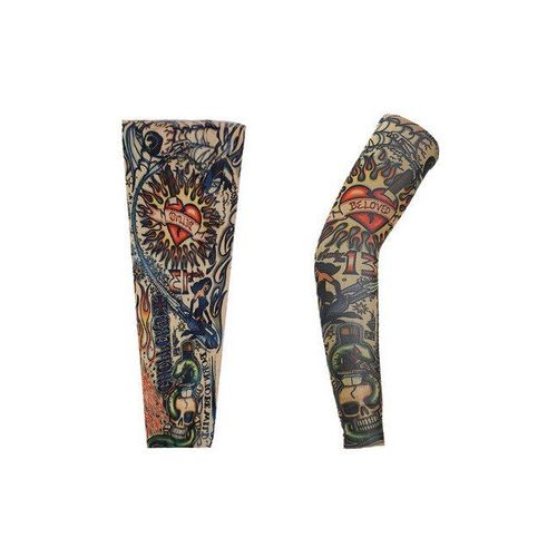 Manchettes À Imprimé Tatouage Cool 38cm, 1 Pièce, Couvre-Bras Pour Vélo, Protection Anti-Uv