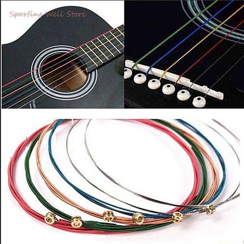 Cordes De Guitare Colorées Arc-En-Ciel E-A, 1 Ensemble 4/5/6 Pièces Pour Guitare Acoustique Folk Classique, Alliage De Cuivre/Acier Multicolore