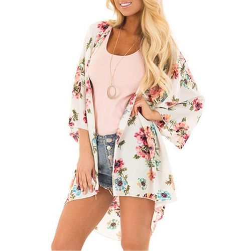 Cardigan À Manches Mi-Longues Pour Femmes, Imprimé Floral Léopard, Châle, Cover-Up Pour Bikini, Top