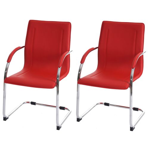 2x Chaise De Salle À Manger Samara, Chaise Cantilever, Chaise De Cuisine Avec Dossier, Pvc Acier   Rouge