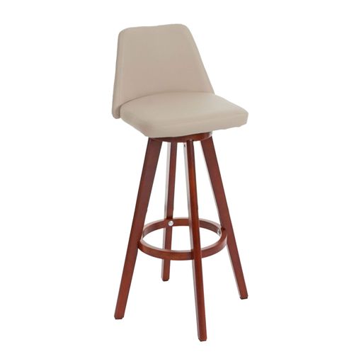 Tabouret De Bar Hwc-C43, Chaise De Bar Tabouret De Comptoir, Bois Similicuir Pivotant   Crème