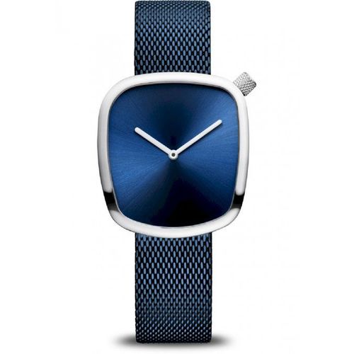 Montre Femme Bering Pebble Acier Milanais Bleu
