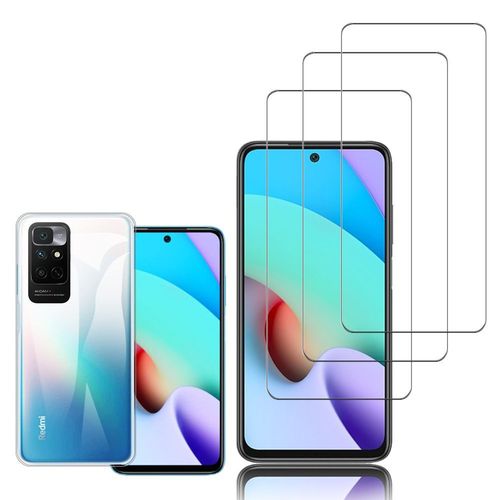Coque Silicone Pour Xiaomi Redmi Note 11 4g 6.5" Gel Ultraslim Et Ajustement Parfait - Transparent + 3 Films Verre Trempé - Transparent