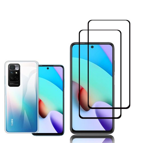 Coque Silicone Pour Xiaomi Redmi Note 11 4g 6.5" Gel Ultraslim Et Ajustement Parfait - Transparent + 2 Films Verre Trempé - Noir