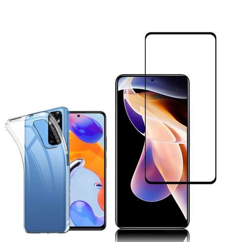 Coque Silicone Pour Xiaomi Redmi Note 11 Pro/ Note 11 Pro 5g 6.67" Gel Ultraslim Et Ajustement Parfait - Transparent + 1 Film Verre Trempé - Noir