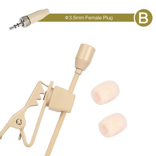 Microphone à pince Lavalier beige,3.5mm,3 broches,4 broches,XLR,sans fil,mains libres,portable,mini stéréo,HiFi - Type B(For Sennheiser)