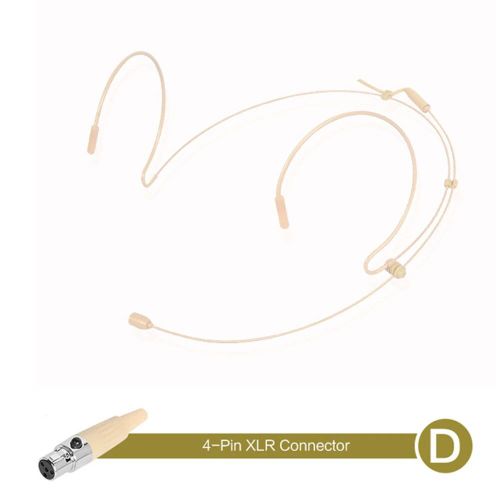 Microphone Ã  cartouche Ã  condensateur omnidirectionnel pour Sennheiser,casque beige Ã  double crochet d'oreille,sauna usÃ©,sans fil - Type D