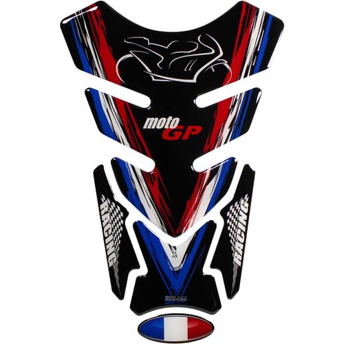 142 X 220 Mm (Forme 6) - X500180 Autocollant 3d Pour Réservoir De Moto, Motif Drapeau De La France, Moto Gp