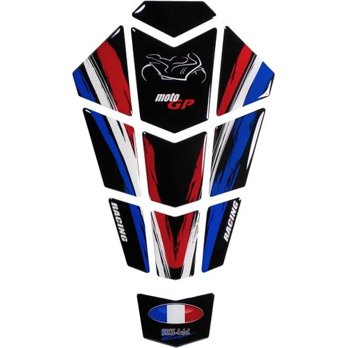 139 X 236 Mm (Forme 56) - X500190 Autocollant 3d Pour Réservoir De Moto, Motif Drapeau De La France, Moto Gp