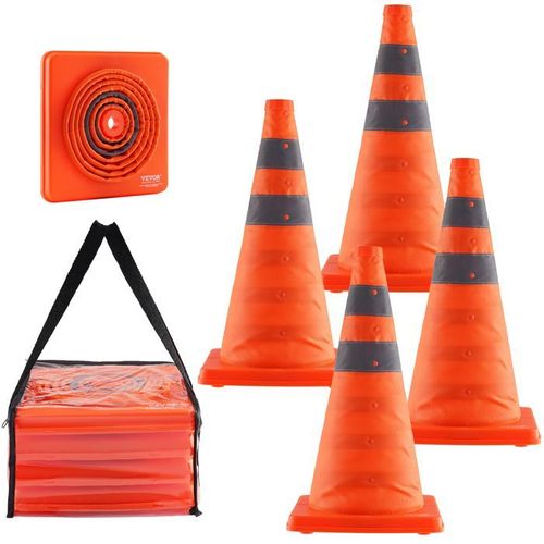 Cône Signalisation Réfléchissant -VEVOR- 4 Pièces 45 cm- pour Délimitation Stationnement d¿Urgence en Route Parking