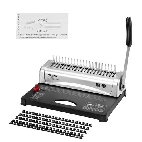 Machine À Relier-Vevor-Machine À Relier À Peigne 21 Trous- Avec 100 Épines De Reliure À Peigne De 3/8''-Pour Format Lettre, A4, A5