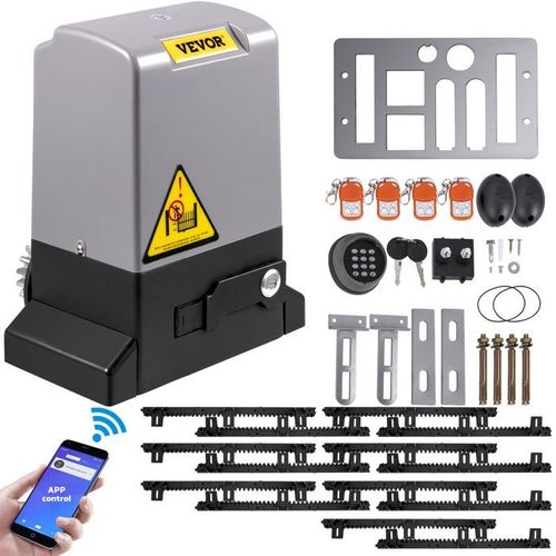 Ouvre-Porte Coulissant-VEVOR-1800 kg-Ouvre Portail Automatique 7 m- avec 4 Télécommandes et Contrôle APP