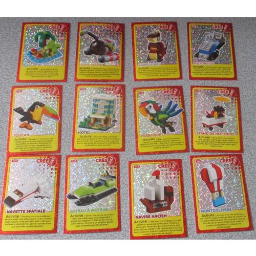 Douze Cartes Auchan 2018 Crée Ton Monde Lego Spéciales Brillantes Différentes Pour Compléter L'album Collector Ou Se Créer Son Propre Jeu D'images-Envers Des Cartes Avec Dominos - Lot N°3