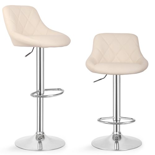 Miadomodo® Tabouret De Bar - Set De 2, Réglable, Pivotant, 360 Degrés, Acier, Similicuir, Rembourré, Beige - Chaise De Bar Moderne
