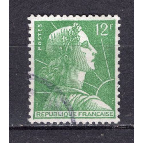 France 1955 Marianne De Muller 12 Fr Vert-Jaune Oblitere