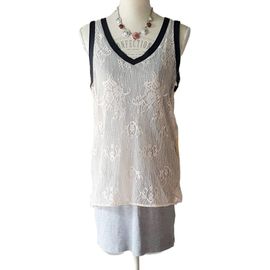 Robe Cop. Copine Taille 40 Grise + Tunique Dentelle Crème Tbe