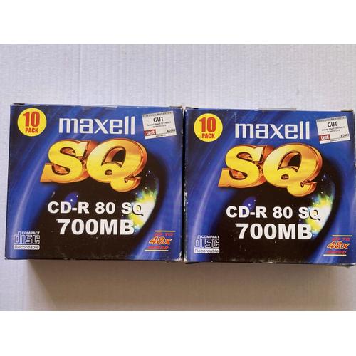 Lot 2 boites CD-R 80 SQ 700 MB Maxell (20 CD-R avec leurs boîtiers)