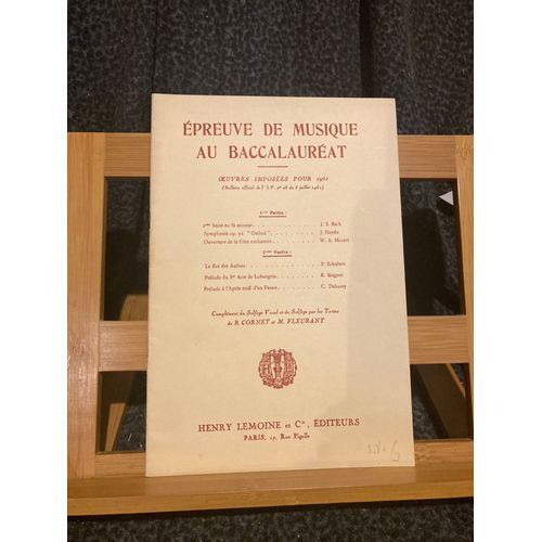 Epreuve De Musique Au Baccalauréat 1962 Particelles D'analyse Éd. Lemoine