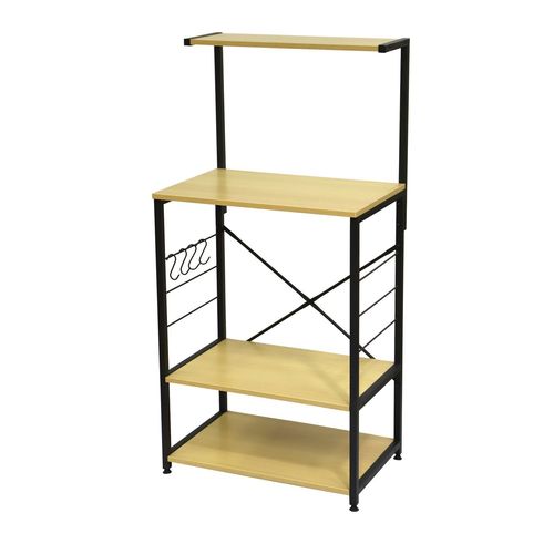 Etagère De Cuisine Colorado 4 Niveaux Avec Accroches En Mdf Et Métal - Beige Et Noir