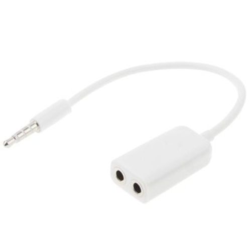 Splitter blanc pour iPhone 5 / 4 et 4S / 3GS / 3G / iPad 4 / mini / mini 2 Retina / / 2 / iTouch Noodle Style 3.5mm Stéréo Audio Casque à 2x Adaptateur,