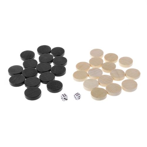 Jeu De Dames En Bois, 30 Pièces, Backgammon, 2 Dés, Pour Enfant