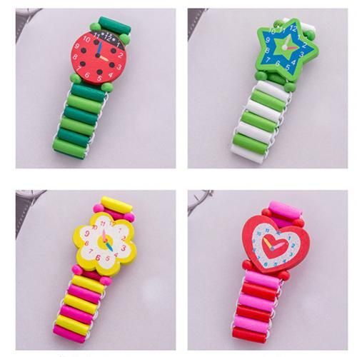 Bracelets En Bois Colorés Pour Enfants Filles, Montre-Bracelet Élastique, Jouet, Vente En Gros, Bijoux Cadeau D'Anniversaire