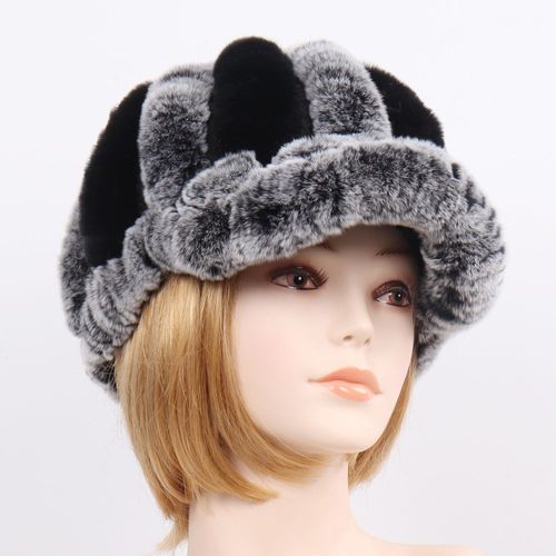 Chapeau Rayé En Vraie Fourrure De Lapin Rex Pour Femme, Casquette Chaude En Fourrure Naturelle, Vente En Gros Et En Détail, Hiver, 2021