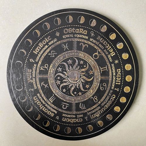 Pendule De Divination De Sorcière, Disque D'Énergie De Cristal, Anneau Annuel, Sculpture De Chêne, Astrolabe, Autel, Accessoires De Prière