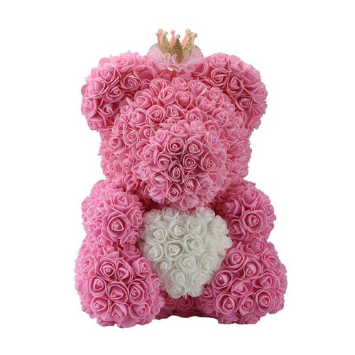 Ours En Peluche Avec Couronne En Roses Artificielles, En Boîte Cadeau, Pour Femme, Cadeau De Mariage, De Noël, Saint Valentin, Offre Spéciale, 2021