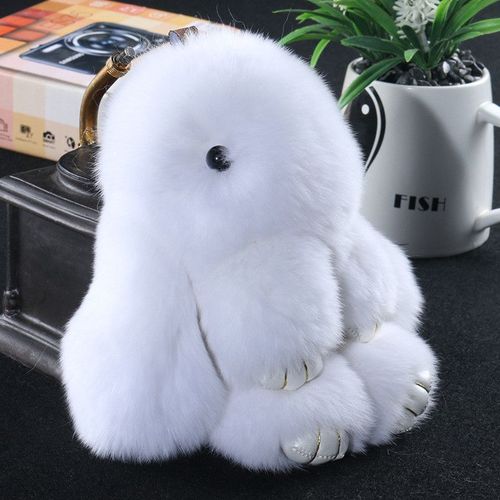 Porte-Clés Peluche Lapin Mignon, Mini Poupée De 14 Cm, Véritable Animal En Fourrure, Accessoire Pour Femmes, Jouets, Pendentif Pour Sac, Doux Et Léger, Joli Pompon