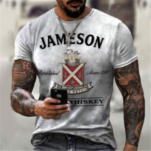T-Shirt Col Rond À Manches Courtes Pour Hommes, Pull-Over, Grande Taille, Avec Logo Du Vin Graffiti, Nouvelle Collection Été 2021