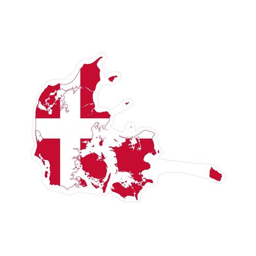 Autocollant Drapeau Denmark Danemark Sticker Drapeau Carte Adhésif Flag Map - Taille : 17 Cm