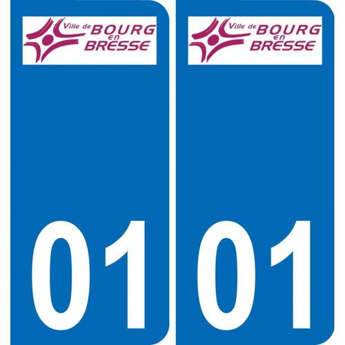 01 Bourg-En-Bresse Logo Autocollant Plaque Stickers Ville - Couleur : Arrondis - Angles : Arrondis