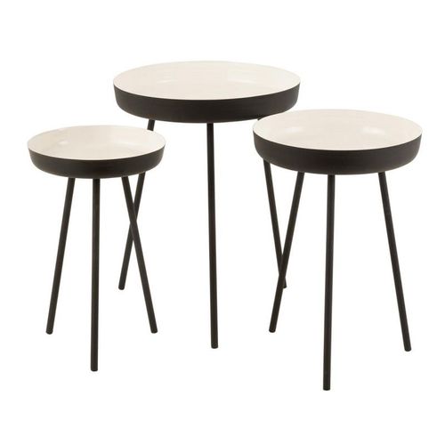 Paris Prix - Lot De 3 Tables Gigognes "Pulta" 67cm Noir & Blanc