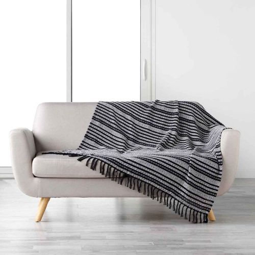 Plaid Déco À Franges "Tissia" 120x150cm Noir