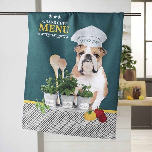 Torchon De Cuisine Imprimé "Hot Dog" 50x70cm Bleu