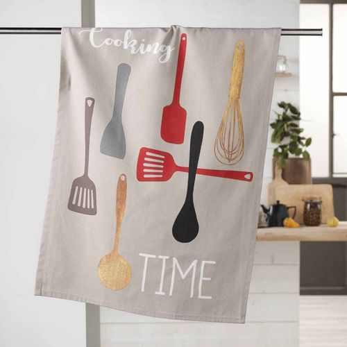 Torchon De Cuisine "Cooking Time" 50x70cm Beige