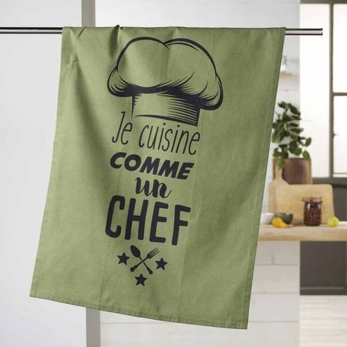 Torchon De Cuisine "Comme Un Chef" 50x70cm Kaki