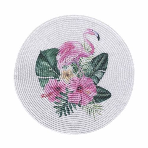 Set De Table Imprimé "Flamant" 35cm Blanc