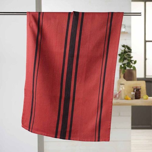 Torchon En Coton Tissé "Comptoir" 50x70cm Rouge