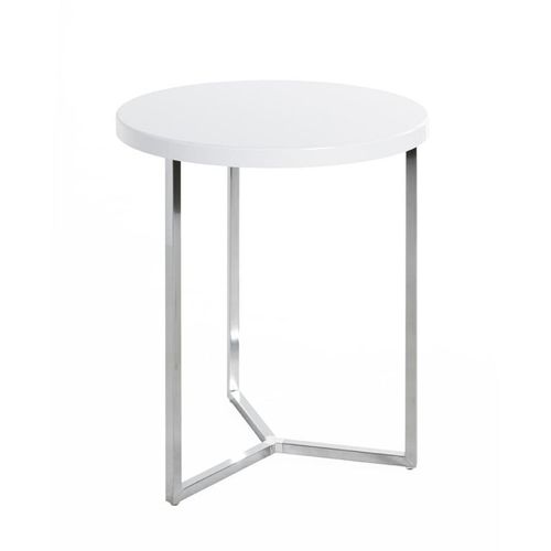 Paris Prix - Table D'appoint "Lucinda" 54cm Blanc & Chromé