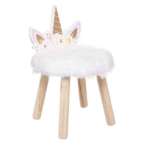 Tabouret Enfant "Licorne" 40cm Blanc