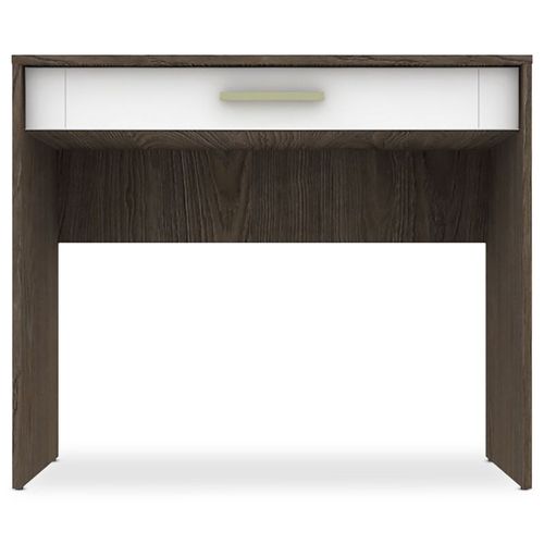 Console 1 Tiroir "Tenya" 90cm Chêne Foncé & Blanc