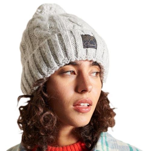 Bonnet Superdry Torsade En Tweed Femme Gris