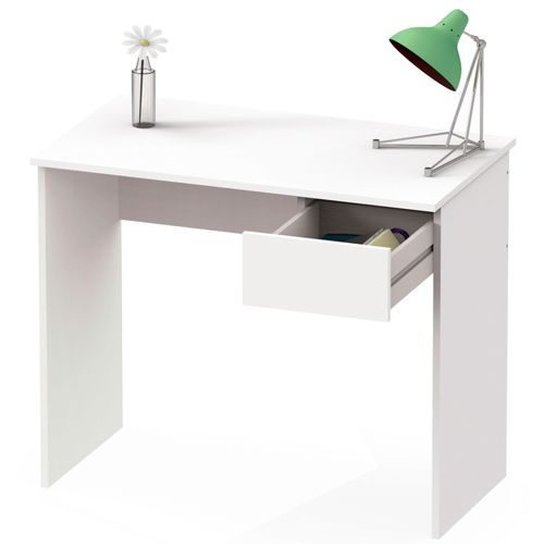 Bureau, Table Informatique, 75x90x50cm, 1 Tiroir, Poste De Travail, Chambre, , Blanc, Briebe, Nova