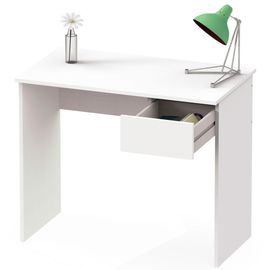 Bureau, Table Informatique, 75x90x50cm, 1 Tiroir, Poste De Travail, Chambre, , Blanc, Briebe, Nova