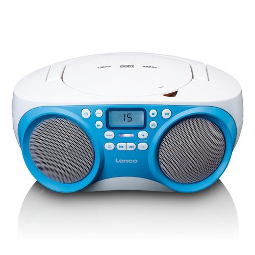 MINI CHAINE HIFI RADIO FM PORTABLE/LECTEUR CD/MP3 ET USB BLEU blanc